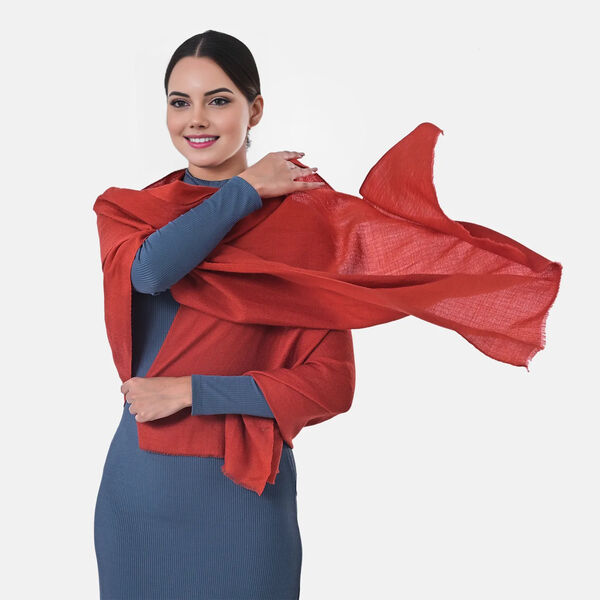 LA MAREY - Gro&szlig;formatiger Schal, 100% Kaschmirwolle, 70 x 195 cm, Kupferrot image number 2