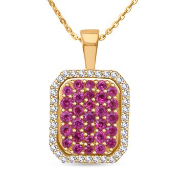 Rosa Saphir und Zirkon Anh&auml;nger mit 50cm Kette - 1,89 ct.