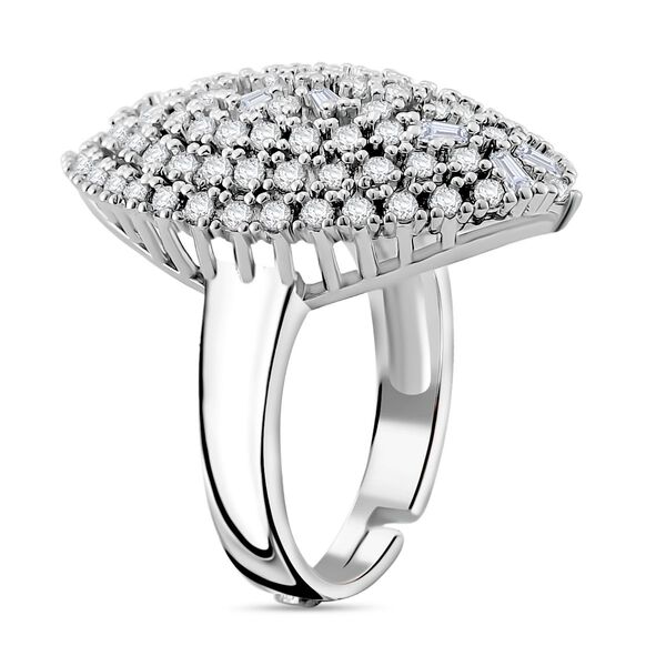 Flexibler weißer Zirkonia-Ring in Silberton image number 4