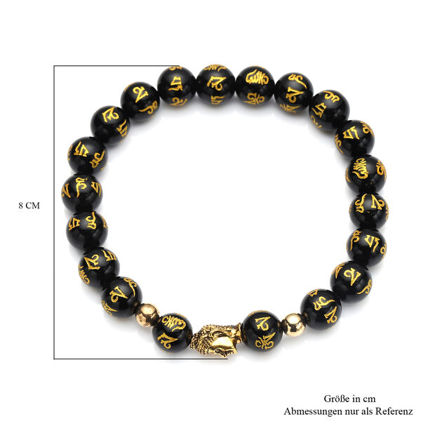 Schwarzes Glasachat-Armband, ca. 19 cm,  goldfarben ca. 111,50 ct image number 5