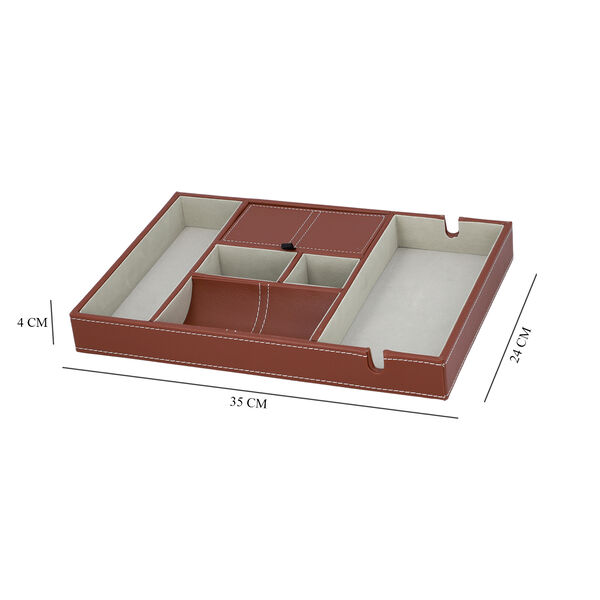 Schreibtisch Organizer mit 6 F&auml;chern, Smartphone und Brillenfach, Rot image number 3