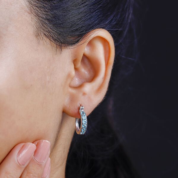 Paraiba-Apatit Ohrringe 925 Silber platiniert ca. 0,95 ct. image number 3