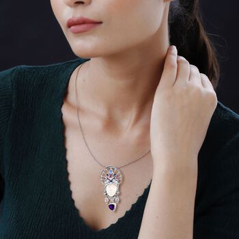Afrikanischer Amethyst, Rosenquarz Anh&auml;nger 925 Silber ca. 7,81 ct.