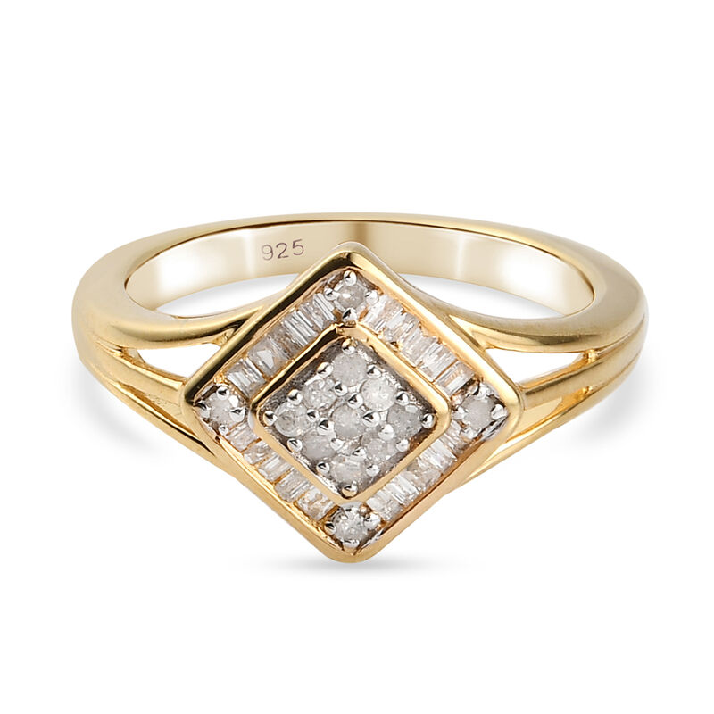 Weißer Diamant P Ring 925 Silber Vermeil YG ca. 0,26 ct. image number 0