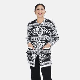Unisize Cardigan, schwarz wei&szlig; gestreift