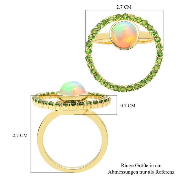 Nat&uuml;rlicher, &auml;thiopischer Opal und nat&uuml;rlicher Chromdiopsid-Ring, 925 Silber vergoldet  ca. 2,65 ct image number 7