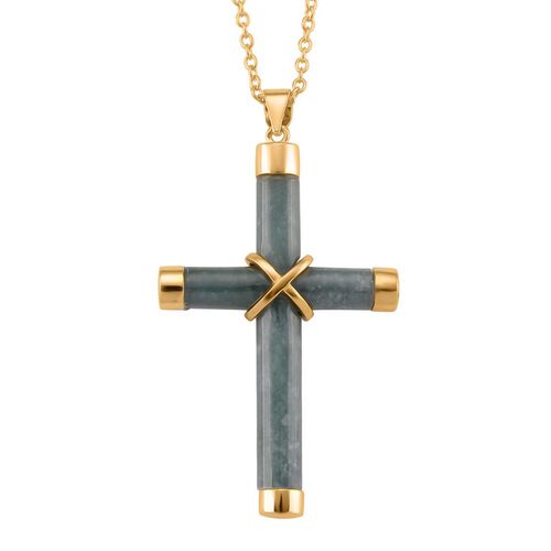 Natürlicher Olmek Jadeit Anhänger mit kettte, 925 Silber vergoldet ca. 15,00 ct. image number 0
