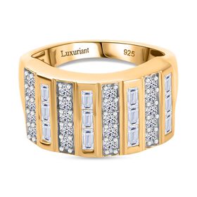 Lab Grown Diamant SI Ring 925 Silber Rhodiniert und 750 Gelbgold Vermeil (Größe 17.00) ca. 1,00 ct