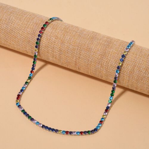 Flexible, mehrfarbige Zirkonia-Halskette, 45-66cm image number 1