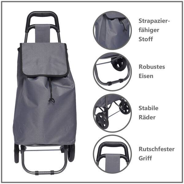 2-Rad-Einkaufstrolley, Grau image number 7