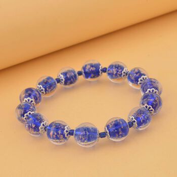 Blaues Armband im Murano-Stil, 16,5 cm