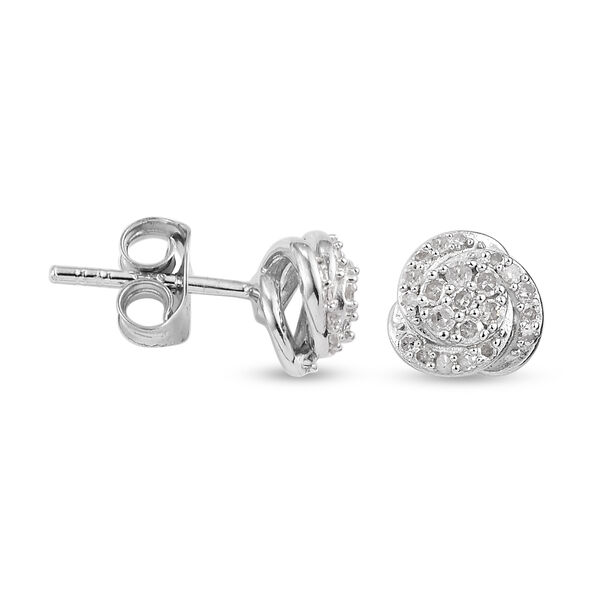 Florale Diamant-Ohrstecker in Silber image number 4