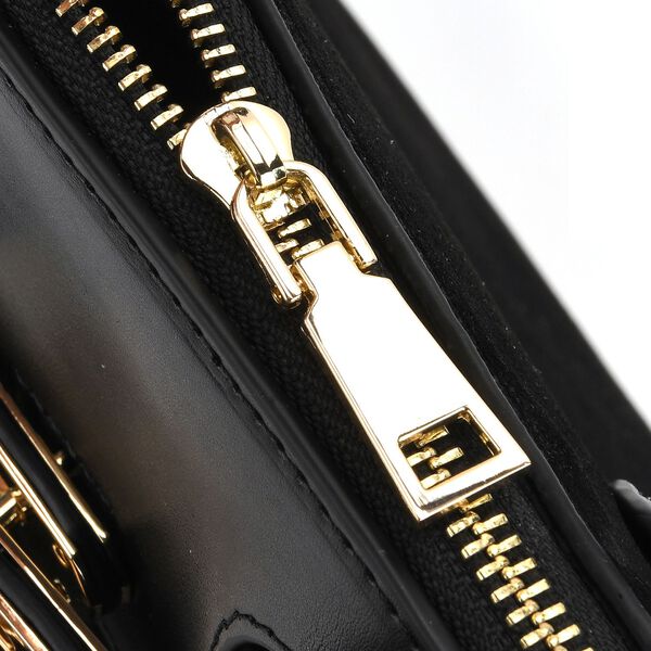 Grand Pelle Echtleder Citybag mit Rei&szlig;verschluss und Schlossoptik 30 x 16 x 23 cm Schwarz image number 7