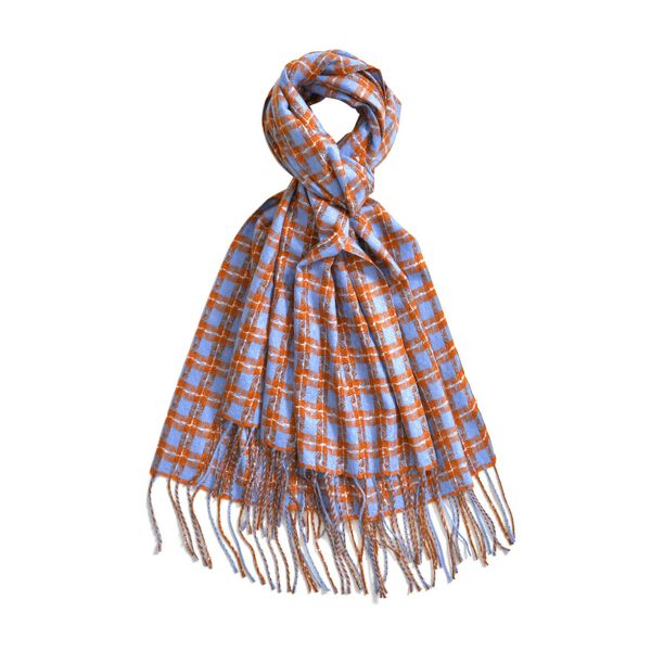 Karierter Schal mit Fransen, Orange