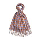 Karierter Schal mit Fransen, 70x180cm, Blau