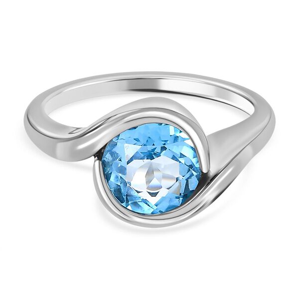 Schweizer Blautopas Ring, 925 Silber platiniert, (Gr&ouml;&szlig;e 21.00) ca. 2.38 ct