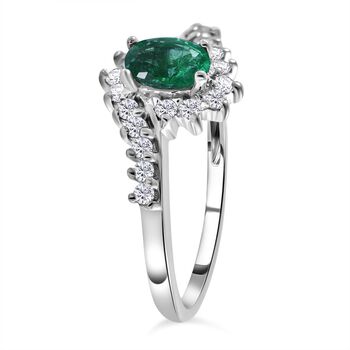 AA Kagem sambischer Smaragd und Zirkon-Ring - 0,92 ct.