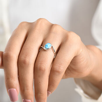 D'Joy Larimar Ring 925 Silber Platiniert (Gr&ouml;&szlig;e 16.00) ca. 1,50 ct
