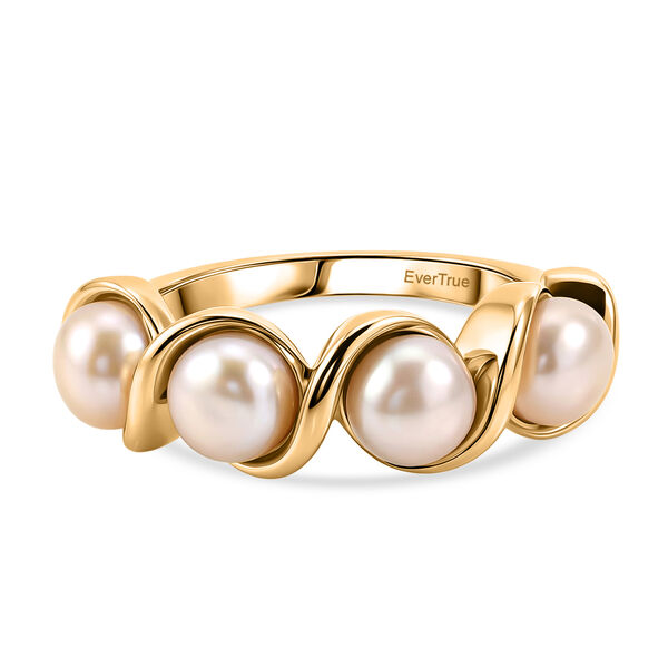 EverTrue Pfirsich S&uuml;&szlig;wasser Perle Ring in Goldton