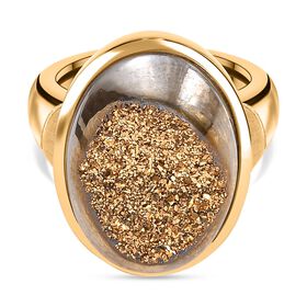 Goldener Drusy Quarz Ring - 9,45 ct.