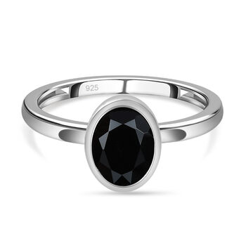 Schwarzer Spinell Ring, 925 Silber (Gr&ouml;&szlig;e 16.00) ca. 1,62 ct