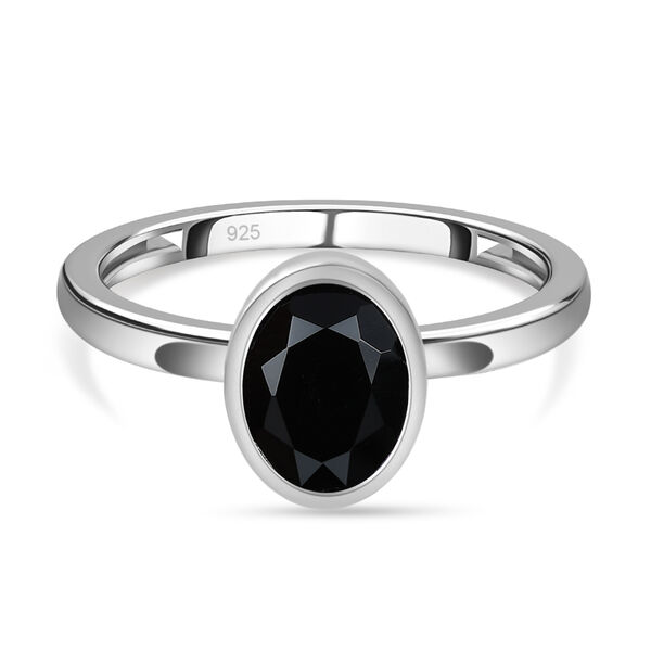 Schwarzer Spinell Ring, 925 Silber (Gr&ouml;&szlig;e 16.00) ca. 1,62 ct