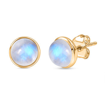 D'Joy AA Meetiyagoda Regenbogen Mondstein Ohrringe 925 Silber 750 Gelb Vergoldet ca. 3.51 ct