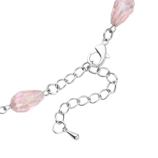 Rosafarbenes Glas Halskette ca. 56 cm, Eisen image number 5