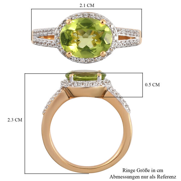 Natürlicher Peridot und Zirkon-Ring, 925 Silber vergoldet  ca. 2,32 ct image number 7