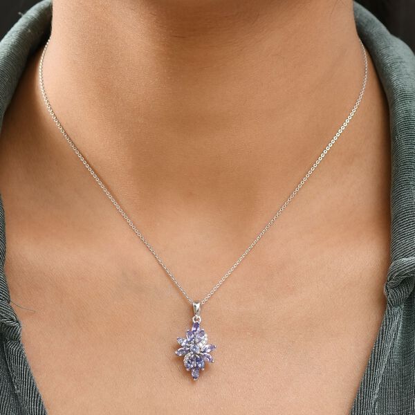 Tansanit und Moissanit floraler Ring und Ohrringe image number 4