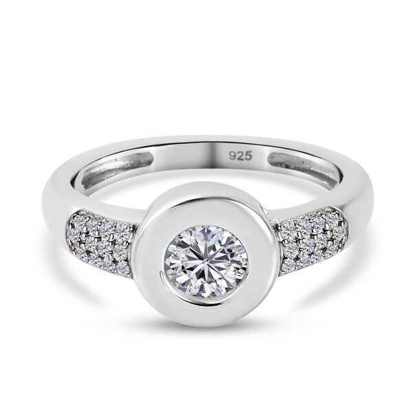 88 Facetten Moissanit Ring 925 Silber platiniert  ca. 0,55 ct