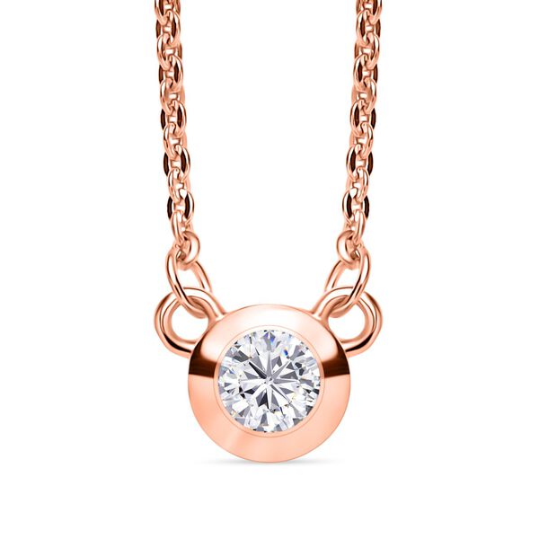 LUXURIANT SI-GH Labor Diamant 45cm Halskette, 925 Silber 750 Ros&eacute;gold Vermeil - 0,19 ct.