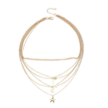 Kunststoff Perlen-Halskette, ca. 40.5 cm, goldfarben