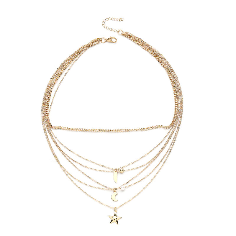 Kunststoff Perlen-Halskette, ca. 40.5 cm, goldfarben image number 0