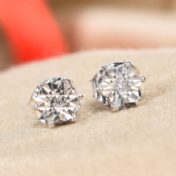 Diamant Solit&auml;r-Stern-Ohrstecker in Silber image number 1