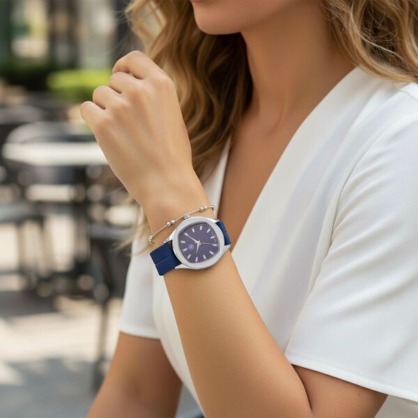 STRADA - Armbanduhr Legierung, silberfarben, Zifferblatt Blau-Hydraulic, 3 ATM wasserdicht image number 2