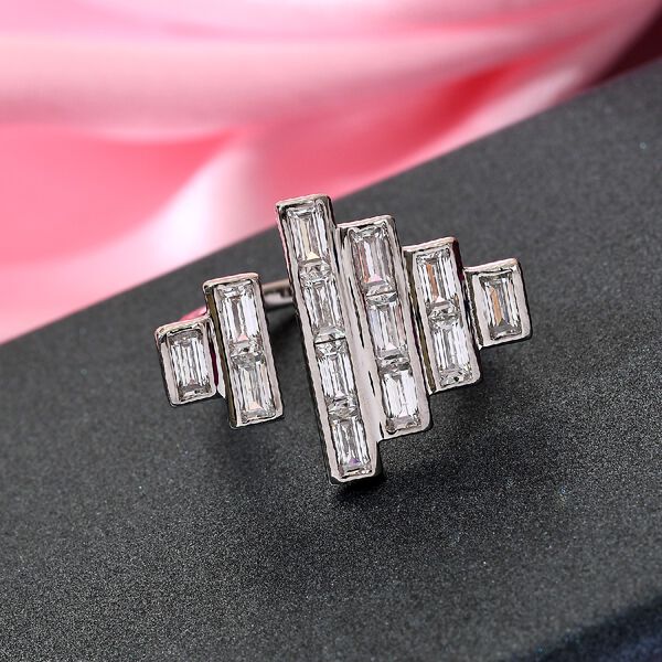 LUSTRO STELLA Hergestellt mit ZIRKONIA Ring 925 Silber Platin-&Uuml;berzug (Gr&ouml;&szlig;e 16.00) ca. 4,76 ct image number 2