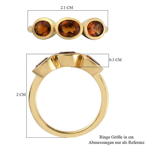 Madeira Citrin 3 Stein Ring 925 Silber vergoldet  ca. 0,98 ct image number 7