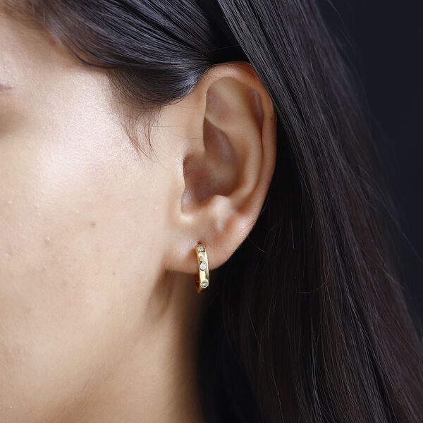 Weißer Diamant P Ohrringe 925 Silber Gelbgold Vermeil ca. image number 3