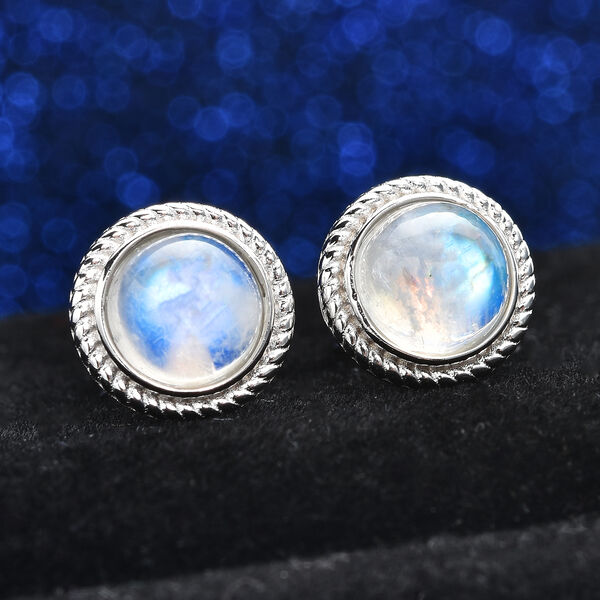 Regenbogen Mondstein-Ohrstecker - 6,50 ct. image number 2