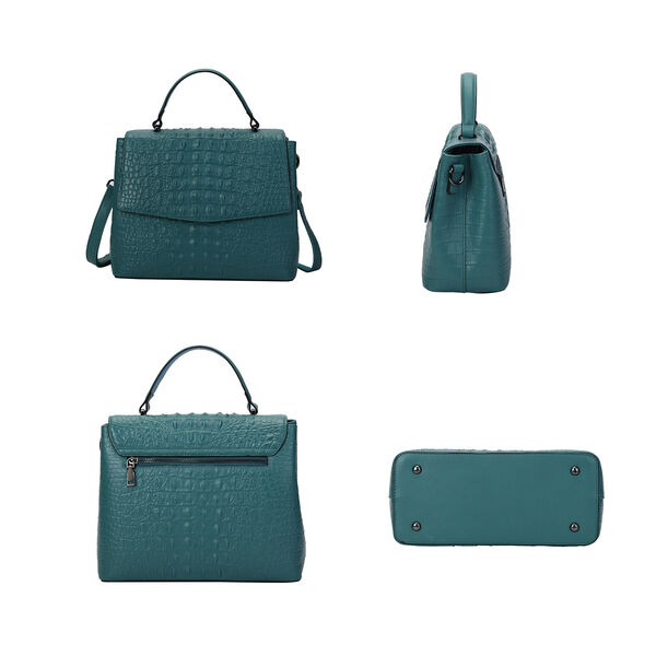 Schultertasche aus 100% echtem Leder mit Kroko-Pr&auml;gung und abnehmbarem Riemen image number 2