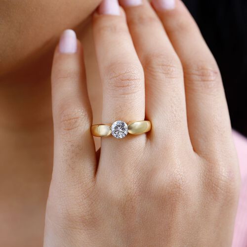 Moissanit Ring in 925 Silber mit Gelbgold Vermeil - 0,94 ct. image number 9