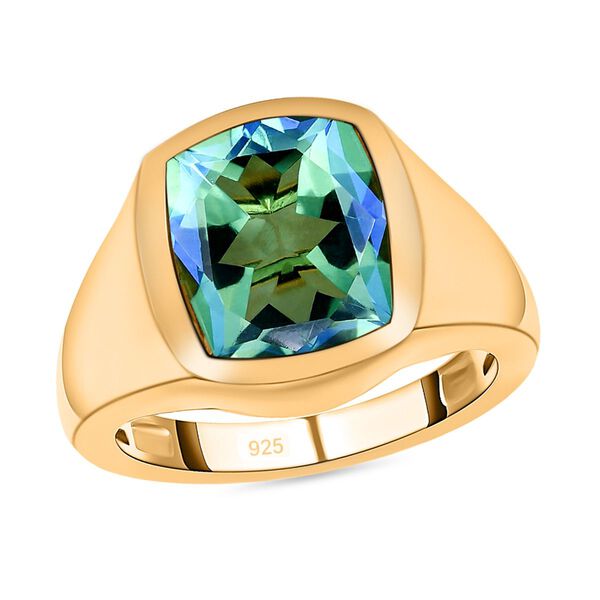 Pfau Triplett Quarz-Ring, 925 Silber vergoldet  ca. 5,27 ct image number 4