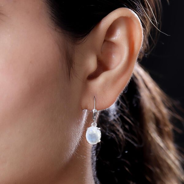 Premium Regenbogen Mondstein-Ohrringe, 925 Silber platiniert ca. 4,81 ct image number 3