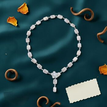 Wei&szlig;e Keshi Perle, Wei&szlig;er Zirkonia Halskette Flexibles (ca. 45-50 cm) Nickelfreies Messing