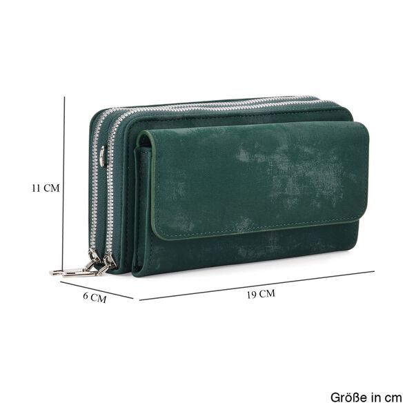 Crossbody-Tasche mit RFID-Schutz und Muster-Schulterriemen, 19x6x11 cm, Grün image number 8