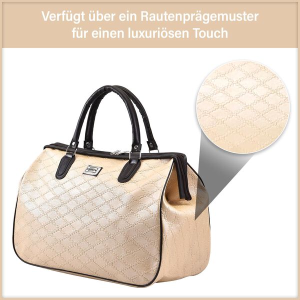 PASSAGE Weekender Reisetasche mit Rautenmuster, Cremefarben image number 9