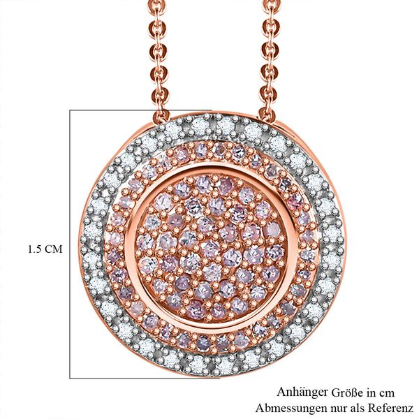 Nat&uuml;rlicher rosa und wei&szlig;er Diamant-Anh&auml;nger mit 50cm Kette - 0,50 ct. image number 7