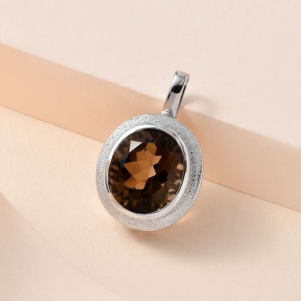 Rauchquarz Anh&auml;nger, 925 Silber platiniert, ca. 7.42 ct image number 2