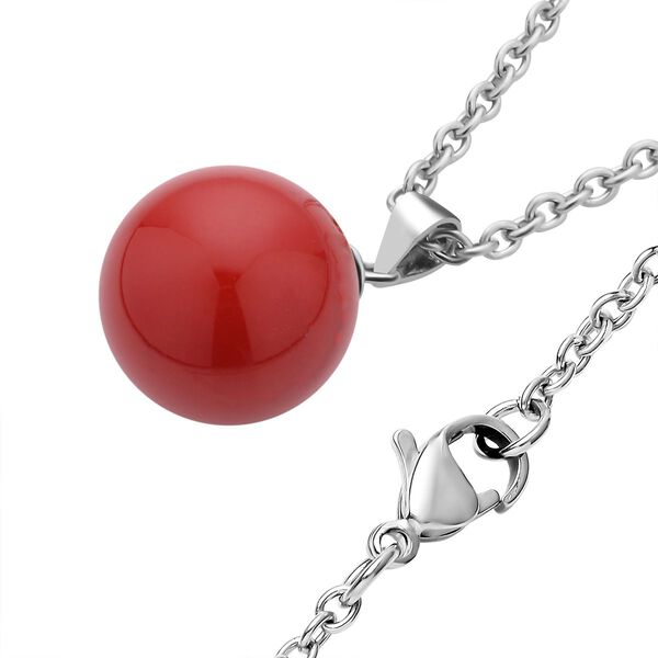 Rote Muschelkernperlen-Anhänger und Ohrringe, 925 Silber rhodiniert und Edelstahl image number 4